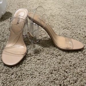 JustFab clear strappy heels